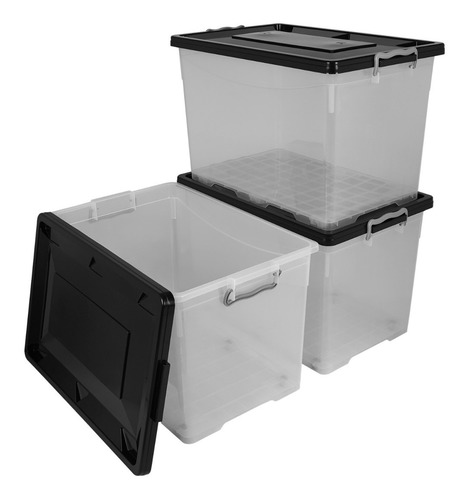 P206 CAJA ORGANIZADORA TRANSPARENTE 55LTS CON RUEDAS